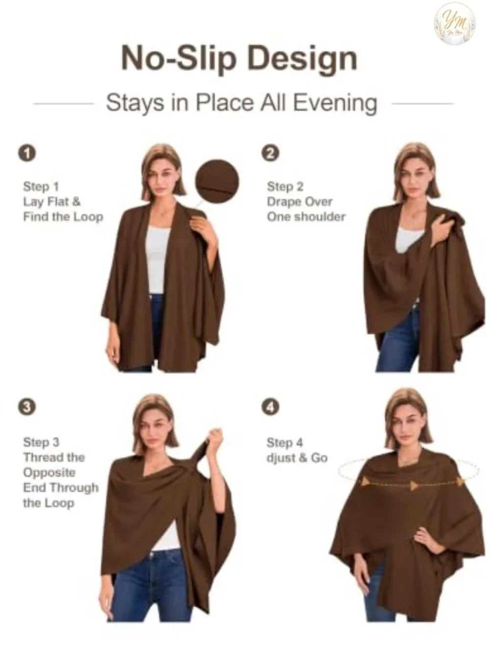 Elegant Women's Cross Front Poncho Shawl Wrap in Soft Viscose Blend
